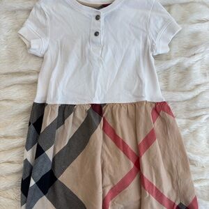 Burberry kids Stylish White and Plaid Dress